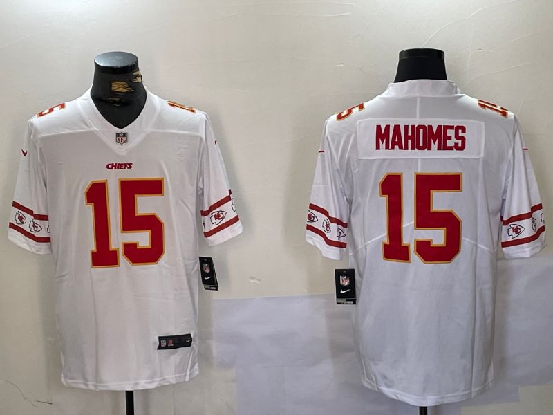 Men Kansas City Chiefs 15 Mahomes White 2024 Nike Vapor Limited NFL Jersey style 1014